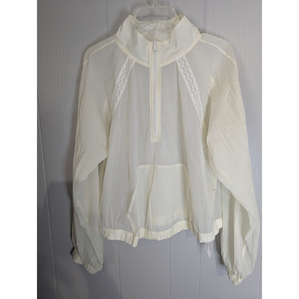 Adore me womens 1X cream lightweight see through pullover jacket crop top lace